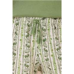 Pijama corto tirantes algodón pliegues verde