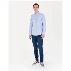 Açık Mavi Slim Fit Uzun Kollu Gömlek