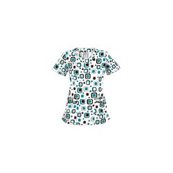UA Funky Geo Teal Scallop Neck Top