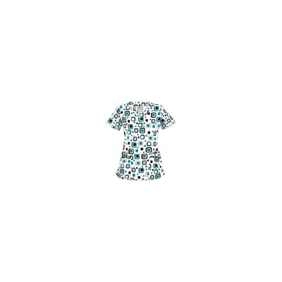 UA Funky Geo Teal Scallop Neck Top