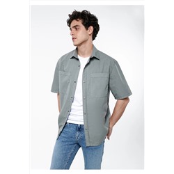 Mavi Gri Gömlek Loose Fit / Bol Rahat Kesim 0210640-70098