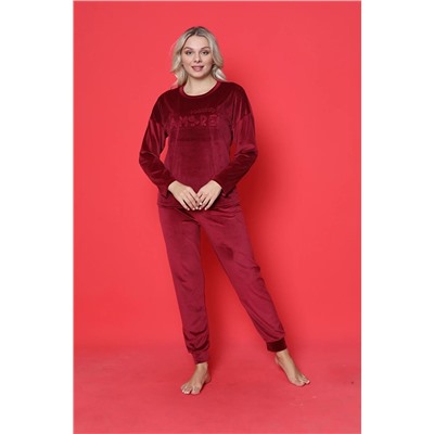 AHENGİM Woman Genç Pijama Takımı Fransız Kadife Amore Baskılı Maça Manşet Mevsimlik W20432250 1-2-10001191