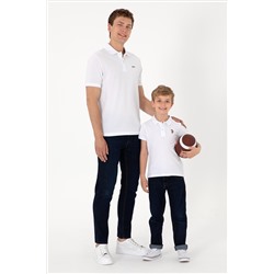 Erkek Regular Fit Polo Yaka Beyaz Basic Tişört