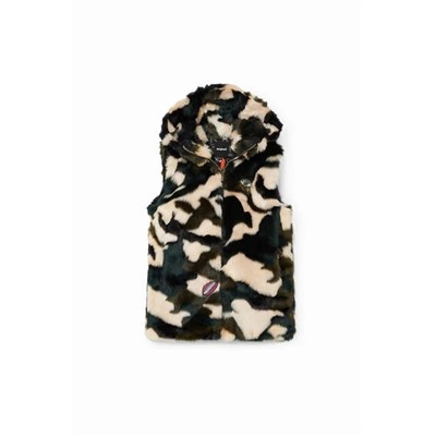 Chaleco peludo animal print bordado