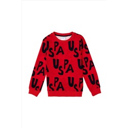 Erkek Çocuk Kırmızı Bisiklet Yaka Sweatshirt