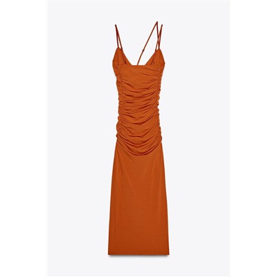 GATHERED DRAPED MAXI DRESS