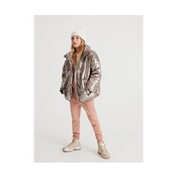 Quilted jacket with high stand up collar