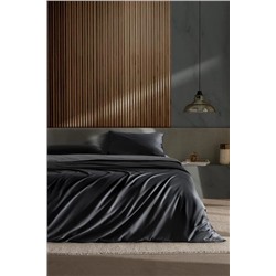 Vachel King Size %100 Pamuk Baskılı Saten Nevresim Takımı - Antrasit