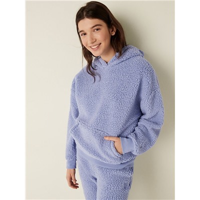 PINK SHERPA PULLOVER SWEATSHIRT
