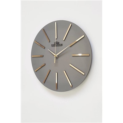 aSSe Tasarım Özel Dekoratif Aynalı Duvar Saati Antrasit & Gold Sessiz Mekanizma 37x37cm YUÇ37x