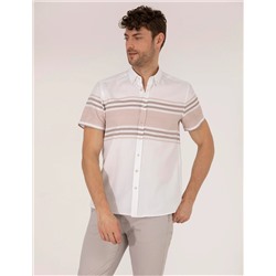 Kahverengi Regular Fit Kısa Kollu Gömlek