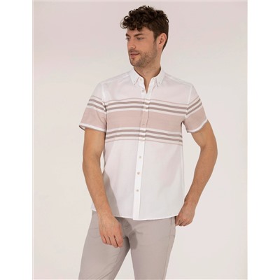 Kahverengi Regular Fit Kısa Kollu Gömlek