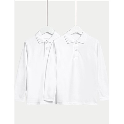 2pk Unisex Pure Cotton School Polo Shirts (2-18 Yrs)