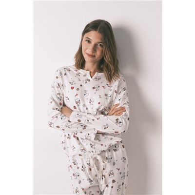 Pijama largo 100% algodón blanco Snoopy