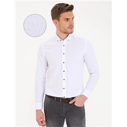 Beyaz Slim Fit Uzun Kollu Gömlek