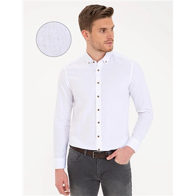 Beyaz Slim Fit Uzun Kollu Gömlek