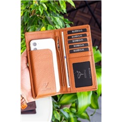 Garbalia, Rome Hakiki Deri Cep Telefonu Bölmeli Unisex Taba Cüzdan