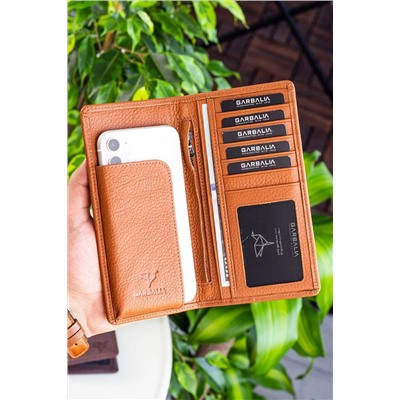 Garbalia, Rome Hakiki Deri Cep Telefonu Bölmeli Unisex Taba Cüzdan