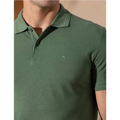 Haki Slim Fit Polo Yaka Basic Tişört
