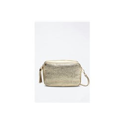 Bandolera de piel Gaby Metallic Dorado