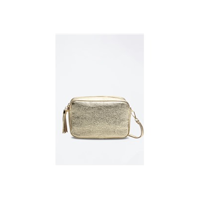 Bandolera de piel Gaby Metallic Dorado