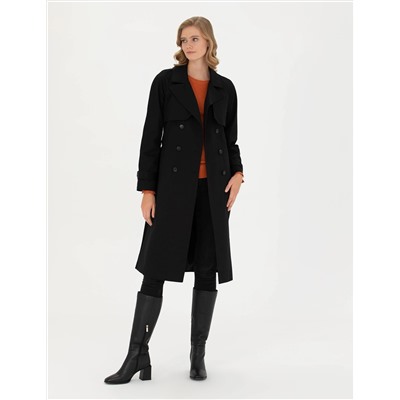 Siyah Slim Fit Trençkot