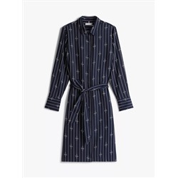 Rope Print Belted Midi Shirtdress