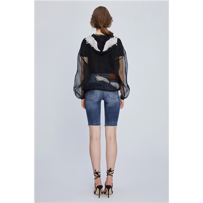 Blusa de seda Negro