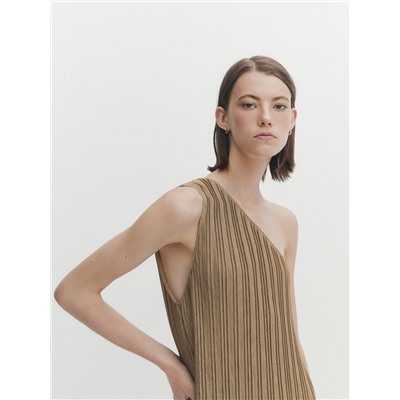 Vestido midi asimétrico plisado