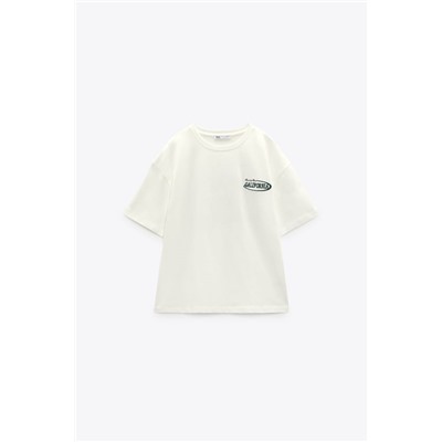 T-SHIRT WITH EMBROIDERED SLOGAN