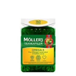 Витамины Омега-3, D и A, E Omega-3 160 капсул Moller's trankapsler