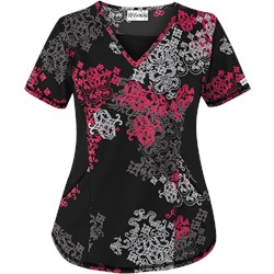 UA Exotica Black Print Scrub Top