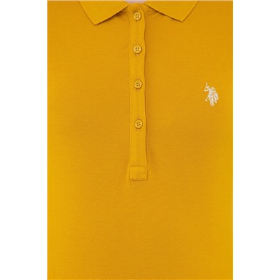 Kadın Sarı Basic Polo Yaka Tişört