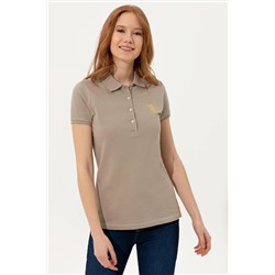 Kadın Haki Basic Polo Yaka Tişört
