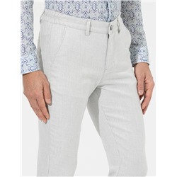 Gri Slim Fit Beli Lastikli Kanvas Pantolon