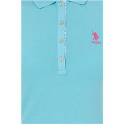 Kadın Turkuaz Basic Polo Yaka Tişört