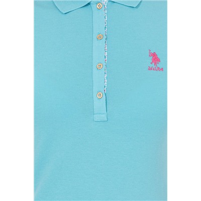 Kadın Turkuaz Basic Polo Yaka Tişört