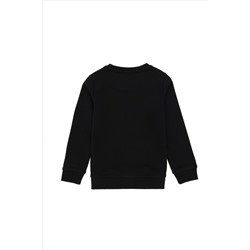 Erkek Çocuk Siyah Basic Bisiklet Yaka Sweatshirt