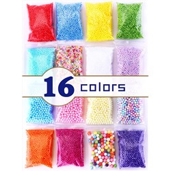 Tawadi Foam Beads for Slime - 3 Size Craft Foam Balls for DIY Crafts Supplies -16 Pack Slime Beads for Homemade Slime Making - Floam Beads for Soft Clay and Home Decoration (16 Pack)