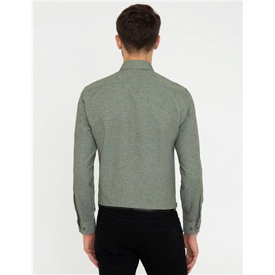 Yeşil Slim Fit Uzun Kollu Gömlek