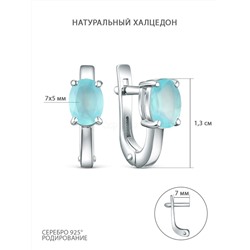 Серьги из серебра с натуральным халцедоном родированные 925 пробы С-0103-52-09