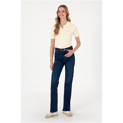 Kadın Koyu Mavi Slim Flare Fit Jean Pantolon