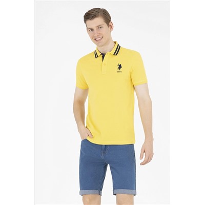 Erkek Koyu Sarı Basic Polo Yaka Tişört