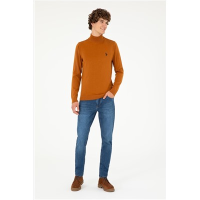 Erkek Slim Fit Yarım Boğazlı Coconut Basic Kazak