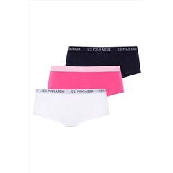 U.S. Polo Assn. Kadın, Lisanslı, Uspa, Lacivert-beyaz-fuşya, 3'lü Şort 115-Perita