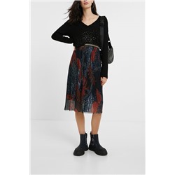 Falda midi plisada floral