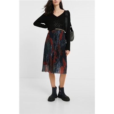 Falda midi plisada floral