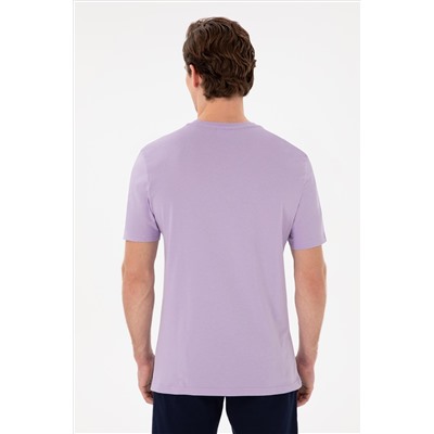 Erkek Regular Fit Bisiklet Yaka Lila Basic Tişört