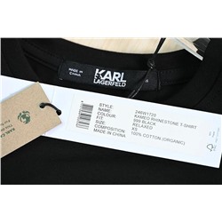 Хлопковая прямая футболка с круглым вырезом и короткими рукавами KARL LAGERFEL*D ОРИГИНАЛ!
