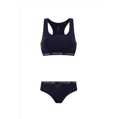 U.S. Polo Assn. Kadın Modal Pamuklu Çapraz Kalın Askılı Lacivert 2'li Sporcu Büstiyer Şort Takımı TYCAHE1Y3N169376131108095